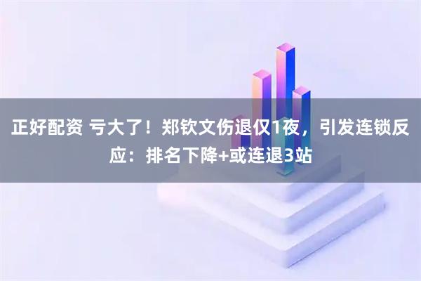 正好配资 亏大了！郑钦文伤退仅1夜，引发连锁反应：排名下降+或连退3站